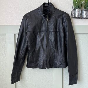 Black Leather Zip-Up Jacket